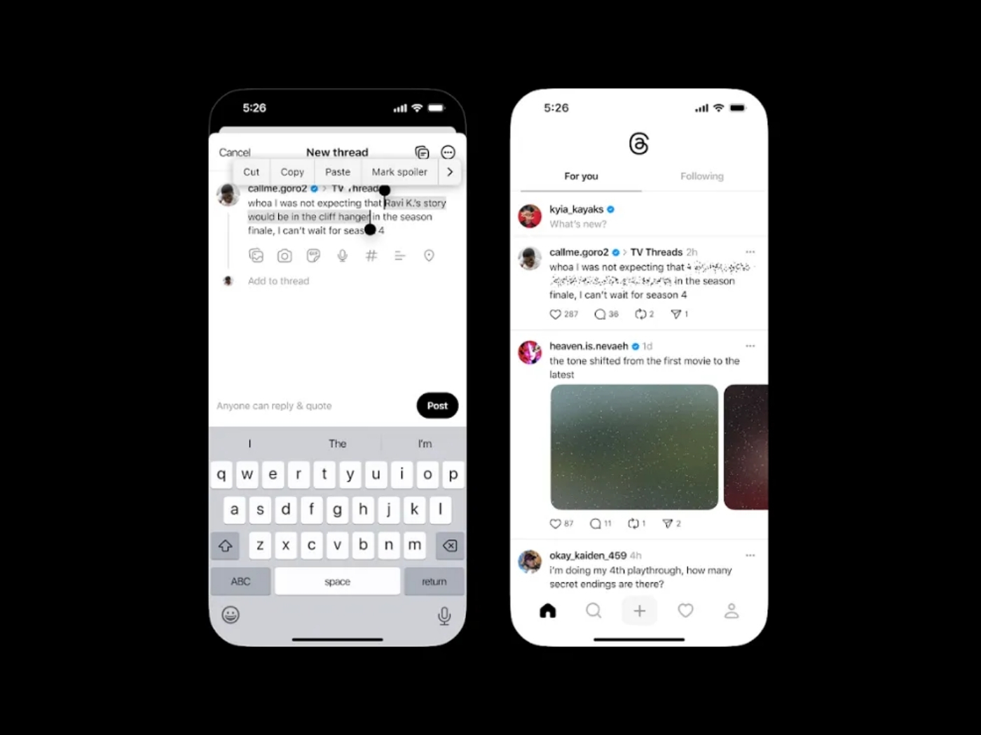 Meta CEO'su Mark Zuckerberg'in de gösterdiği gibi, Threads kullanıcıları artık bir gönderi oluştururken belirli bir metni seçip 